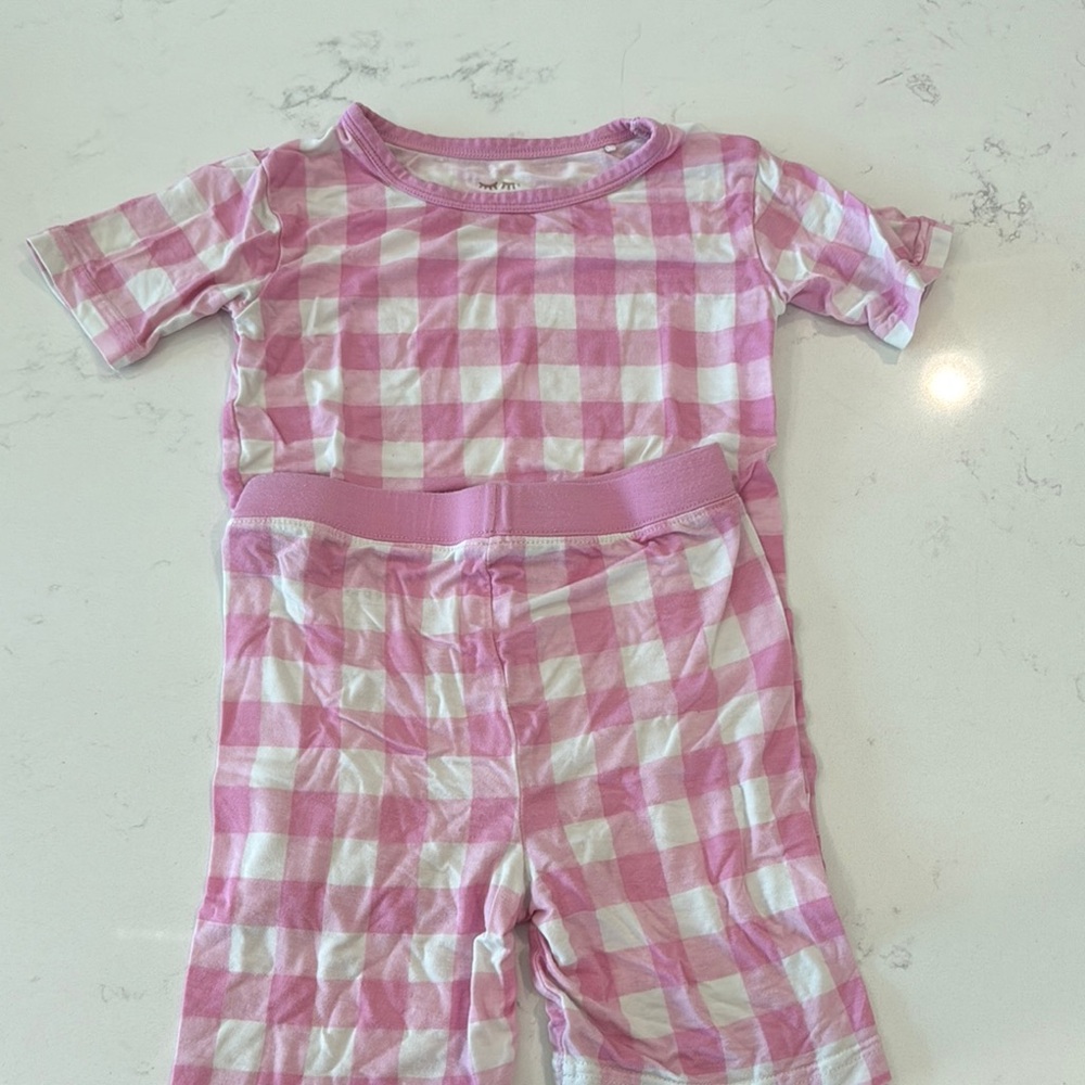 Little Sleepies Pink and White Checkered Pajama Set